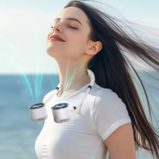 Portable Rechargeable Neck Fan – Comfort Cooling for Travel & Daily Commute